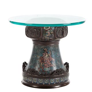 Chinese Cloisonne & Bronze End Table