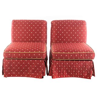 Pair of Ethan Allen Upholstered Armless Chairs