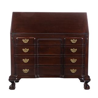 Charak Chippendale Style Mahogany Block Front Desk