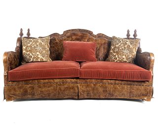 Century Leather Upholstered Sofa