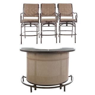 Outdoor Patio Bar With Three Swivel Counter Stools