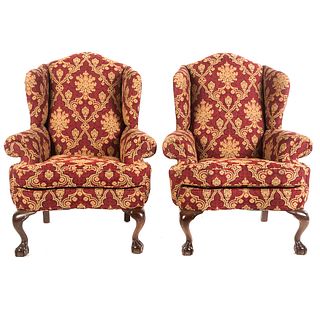 Pair of Huntington House Chipp. Style Wing Chairs