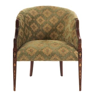 Federal Style Mahogany Upholstered Tub Chair