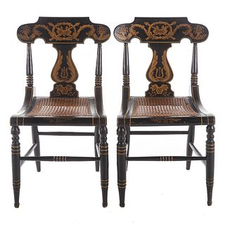 Pair of American Classical Fancy Painted Chairs
