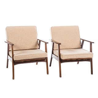 Pair of Mid-Century Modern Teak Wood Arm Chairs