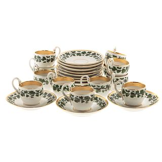 12 Meissen Porcelain Grapevine Teacups/Saucers