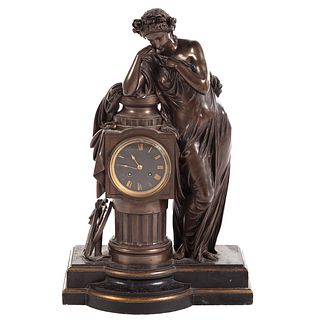 Napoleon III Bronze/Marble Figural Mantle Clock