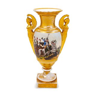 A Paris Porcelain Painted and Parcel Gilt Vase