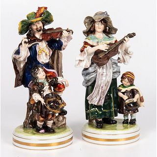 A Pair of Ernst Bohne Porcelain Musician Figures