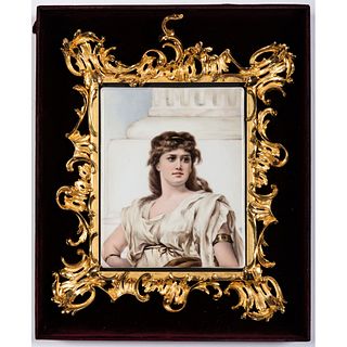 A Painted Porcelain Plaque of Medea, After Nathaniel Sichel (German, 1843-1907)