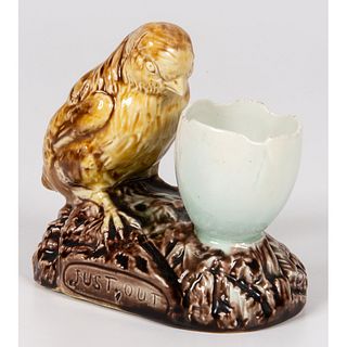 A Porcelain "Just Out" Match Holder with Chicken