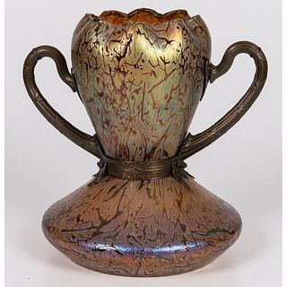 An Art Glass Vase with Bronze Mounts, Possibly Kralik