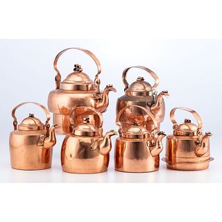 A Group of Continental Copper Kettles