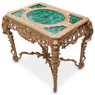 Imperial Style Malachite and Gilt Bronze Table