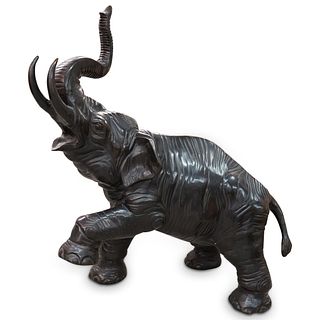 Large Patinated Bronze Elephant