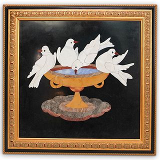 Italian Pietra Dura "Four Birds" Framed Plaque