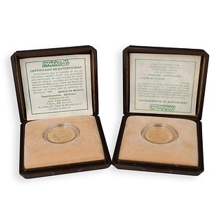 (2 Pc) 1986 Mexico 250 Peso Gold Commemorative Proof Coin