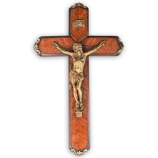 French Bronze and Wood Crucifix