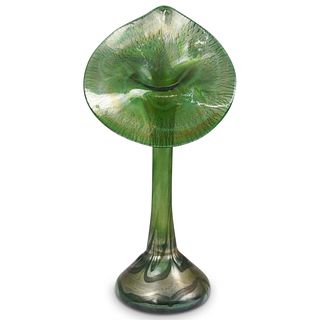 Loetz Style Iridescent Art Glass Pulpit Vase