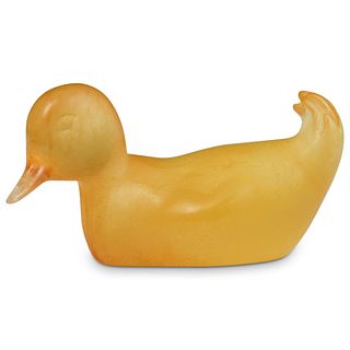 Daum Pate De Verre Crystal Duck Figurine