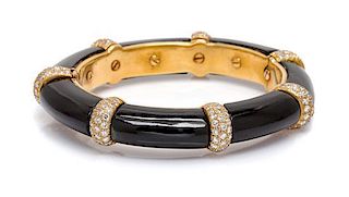 An 18 Karat Yellow Gold, Diamond and Onyx Bracelet, Van Cleef & Arpels, 56.20 dwts.