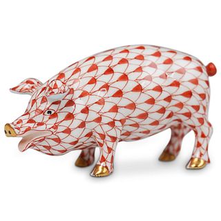 Herend Porcelain Fishnet Pig
