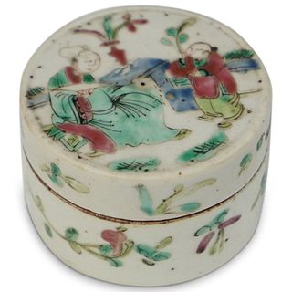 Chinese Enameled Porcelain Round Box