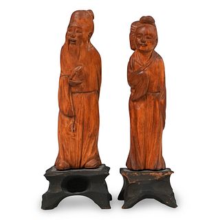 Pair Of Chinese Wood Figures