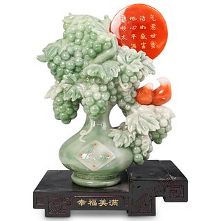 Pair Of Chinese Faux Jade Statues