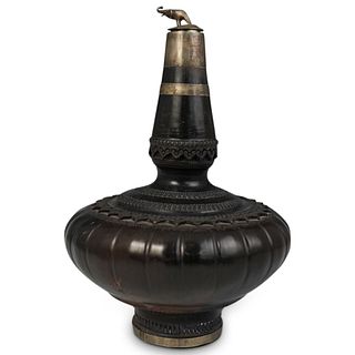 Oriental Ceramic Metal Mounted Vase
