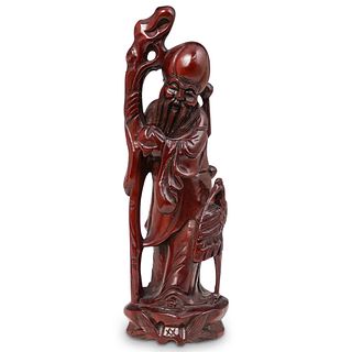 (2 Pc) Chinese Carved Lohan Figure