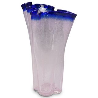 Murano Blue Rim Glass Vase
