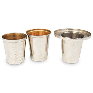 (3 Pc) German Silver Plated Liquor Cup Set