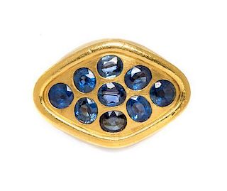 An 18 Karat Yellow Gold and Sapphire Ring, 14.80 dwts.