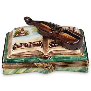 Limoges Porcelain Violin Pill Box