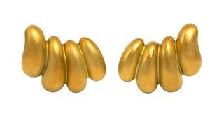 A Pair of 18 Karat Yellow Gold Earclips, Kieselstein-Cord, 14.20 dwts.