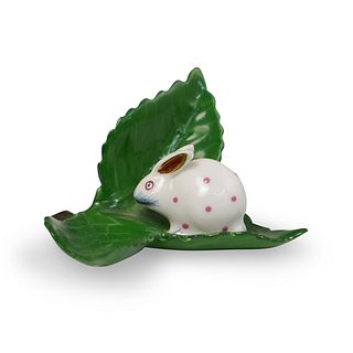 Herend Rabbit In Leaf Porcelain