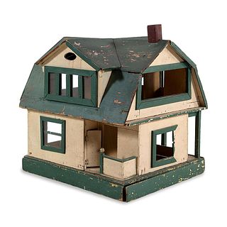 A Victorian Carved and Painted Doll House