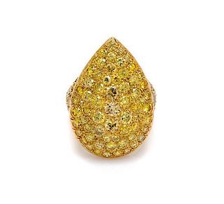 An 18 Karat Yellow Gold and Colored Diamond Ring, 8.80 dwts.