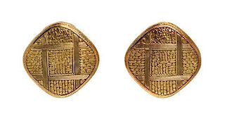 A Pair of 18 Karat Yellow Gold Earclips, Alex Sepkus, 12.50 dwts.