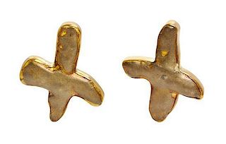 A Pair of 18 Karat Yellow Gold Earclips, Christopher Walling, 21.60 dwts.