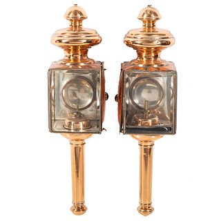 A Pair of Converted Copper Carriage Lights