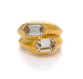 An 18 Karat Yellow Gold and Diamond Twin Ring, Marchak, Paris, 7.20 dwts.