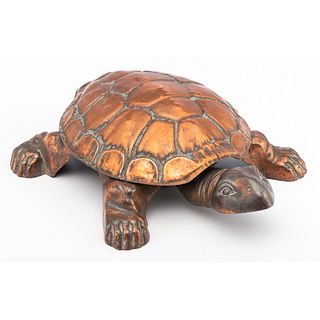 A Copper Plated Turtle Spittoon