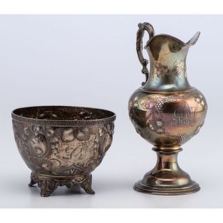 A Wood & Hughes Coin Silver Bowl and Associated Creamer