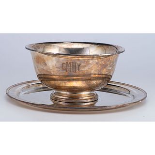 An E.G. Webster International Silverplated Punch Bowl and Tray