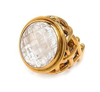 An 18 Karat Yellow Gold and Rock Crystal Ring, Verdura, 21.40 dwts.