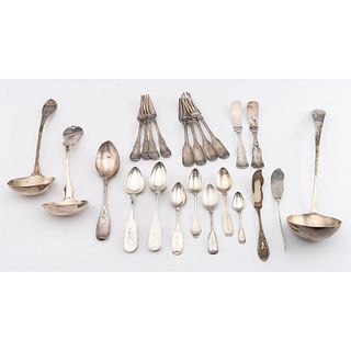 A Group of American Coin Silver Flatware