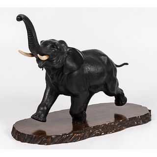 A Large Japanese Meiji Bronze Elephant