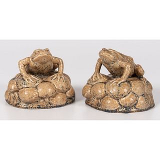 A Pair of Rookwood Pottery Frog & Mushroom Bookends
